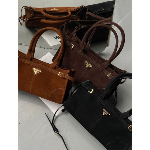 Сумка женская Prada Medium Suede Tote Bag, черная 20558-1 фото