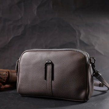Сумка жіноча на два відділення з натуральної шкіри Vintage, сіра bag24-22278 фото